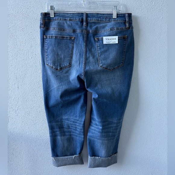 Vigoss NWT Marley Mid Rise Distressed Capris Cuffs Size 16W School Teacher Denim - Picture 3 of 16